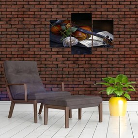 Obraz - Ruže a husle (90x60 cm)