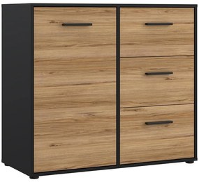 Komoda Mokkaro 1D3S čierna/dub catania