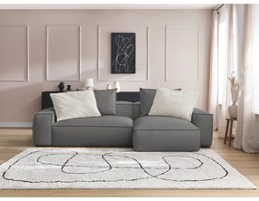 Sivá rohová pohovka z imitácie kože Boheme – Bobochic Paris