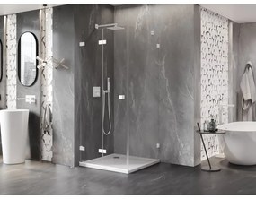 Mexen Lunar-F, 1-krídlový sprchový kút so skladacími dverami, ľavý, 80 x 80 cm, 8mm číre sklo, biely profil, 836-080-080-20-00-L