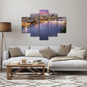 Obraz nočného mesta Bratislavy s riekou (150x105 cm)