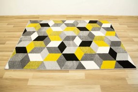 Koberec Sumatra E219 Romby Cubes žltý / sivý / krémový