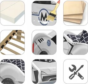 Detská posteľ auto STUART 180x90 cm - modrá (15)