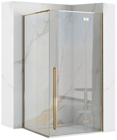 Rea Fargo Gold, sprchový kút s krídlovými dverami 120 (dvere) x 90 (stena) x 195 cm, 6mm číre sklo, zlatý profil, REA-K6614