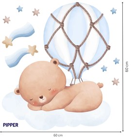 PIPPER. Samolepka na stenu "Spiaci medvedík"