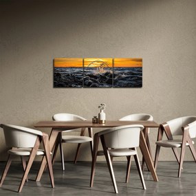 Obraz morských vĺn (s hodinami) (90x30 cm)