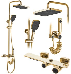 Rea Helix, nástenný sprchový set s termostatickou batériou a bidetovou spŕškou, zlatá lesklá, REA-P6619