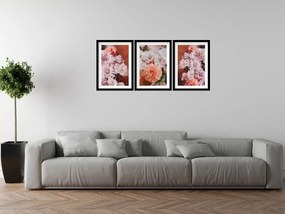 Gario Sada plagátov Kvitnúce jesenné kvety - 3 dielna Farba rámu: Zlatá, Veľkosť: 99 x 45 cm