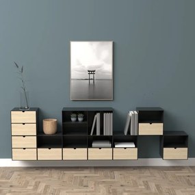 Nočný stolík s možnosťou montáže na stenu BEKIM čierna/bambus