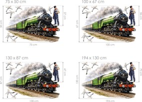Vlak Flying scotsman textilní prelepiteľná nálepka na stenu hárok 75 x 50 cm