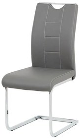 Autronic -  Jedálenská stolička DCL-411 GREY sivá koženka / chróm