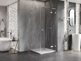 Mexen Lunar L, 1-krídlový sprchový kút, pravý, 80 x 80 cm, 8mm číre sklo, chrómový profil, 834L-080-080-01-00-P