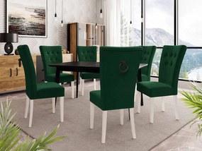 Rozkladací stôl 140x80 so 6 stoličkami ST67, Farby: čierny, Farby: biela, Farby: zlatý, Potah: Magic Velvet 2250