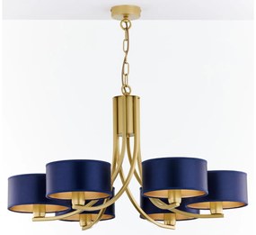 Jupiter 2095 - Závesný luster na retiazke ARTHUR 6xE27/15W/230V modrá/zlatá