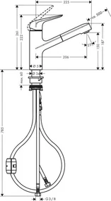 Hansgrohe Focus M42, drezová batéria M427-H150 s výsuvnou spŕškou, chrómová, HAN-71814000