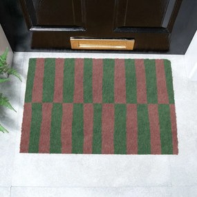 Rohožka z kokosového vlákna 40x60 cm Pink &amp; Green Half Stripes – Artsy Doormats