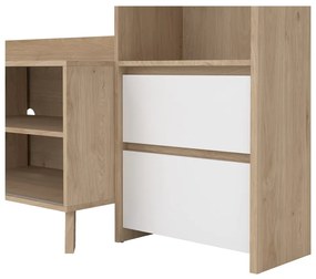 Biela/v prírodnej farbe TV zostava v dekore duba 209x183x48 cm Next – Tvilum