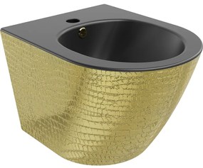 Mexen Lena, závesný bidet 480x370x325 mm, čierna matná - zlatý vzor, 35224878