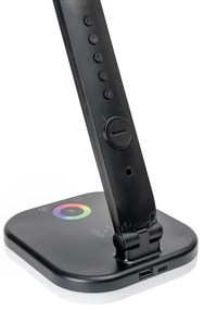 LED RGBW Stm. lampa s bezdr. nab. a displejom USB portom 6W/5V 3000-6500K čierna