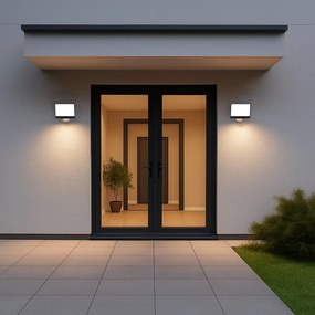 Exteriérové nástenné LED svietidlo Davos, 1x LED 30w, 4000k, čierna, pohybový senzor