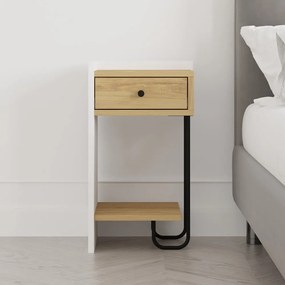 Biely/v prírodnej farbe nočný stolík v dekore duba s poličkami Mercure – Marckeric