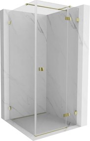 Mexen Lunar T, sklopný sprchový kút pravý 110 x 110 cm, 8mm číre sklo, zlatý profil, 834T-110-110-50-00-P