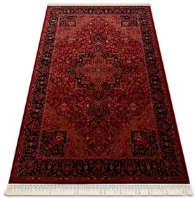Koberec ORIENT Y307 so strapcami, rám / ornament / klasický, bordový / čierny
