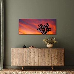 Obraz západu slnka nad siluetou stromu (120x50 cm)