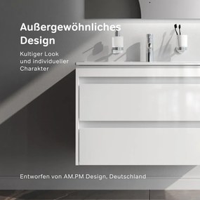 Skrinka s umývadlom 80 AM.PM Spike MPA-FHX0802WG-WCC0802WG závesná, 2 zásuvky, lesklá biela