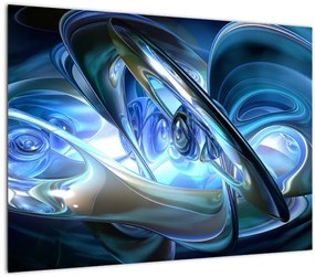 Obraz modrých fraktálov (70x50 cm)
