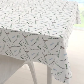 Biante Bavlnený štvorcový obrus Sandra SA-560 Vážky a levandule na bielom 110x110 cm