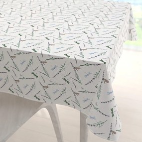 Biante Bavlnený štvorcový obrus Sandra SA-560 Vážky a levandule na bielom 150x150 cm
