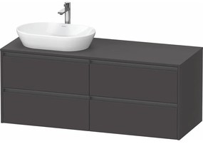 DURAVIT Ketho 2 závesná skrinka pod umývadlo na dosku (umývadlo vľavo), 4 zásuvky, 1400 x 550 x 568 mm, grafit super matná, K24898L80800000