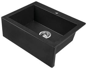 Laveo Komodo, 1-komorový granitový drez 586x490x221 mm, čierna škvrnitá, LAV-SBK_710A