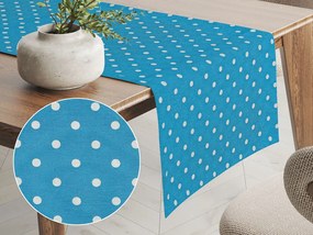 Biante Dekoračný behúň na stôl Leona LN-021 Biele bodky na modrom 35x140 cm