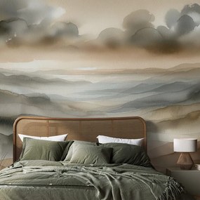 Tapeta akvarelová krajina v hmle