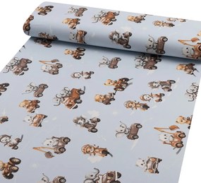 Biante Detské bavlnené posteľné obliečky do postieľky Sandra SA-629 Zvieratká v autách na modrom Do postieľky 90x140 a 40x60 cm