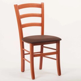 Stima stolička PAYSANE s čalúneným sedákom Vyberte odtieň ->: Čerešňa, Vyberte látku ->: LUX Hnedá 12