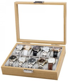 eCarla Drevený organizér na hodinky, box, puzdro na 10ks hodiniek, HOUR