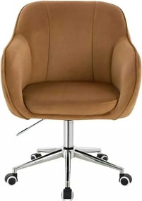 LuxuryForm DESIGN Stolička AVOLA VELUR na striebornej podstave s kolieskami - medová