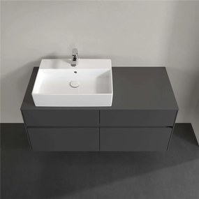 VILLEROY &amp; BOCH Collaro závesná skrinka pod umývadlo na dosku (umývadlo vľavo), 4 zásuvky, 1200 x 500 x 548 mm, Glossy Grey, C12900FP