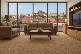 Ideal, Koberec metráž Efekt 5151, na mieru, šíře 4m, hnedá, filc, chodba / predsieň