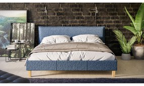 Modrá čalúnená dvojlôžková posteľ s roštom 160x200 cm Tina - Ropez