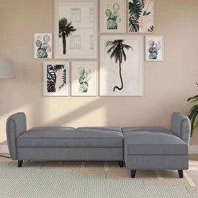 Sivá zamatová rozkladacia rohová pohovka Perry – Støraa