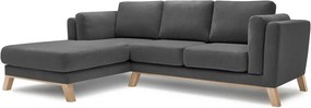Tmavosivá trojmiestna pohovka s leňoškou Bobochic Paris Seattle, ľavý roh