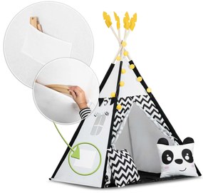 Detské típí s girlandou a svetielkami Nukido 740025 - panda
