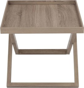 Hnedý drevený odkladací stolík s podnosom Butlertray - 52*52*46cm