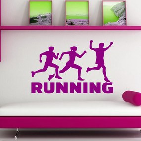 Veselá Stena Samolepka Running Farba: fialová, Veľkosť: 80 x 64 cm