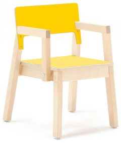Detská stolička LOVE s opierkami rúk, V 350 mm, breza, laminát - žltá