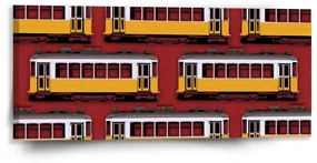 Sablio Obraz Lisabonské historické električky Červený Pattern - 110x50 cm